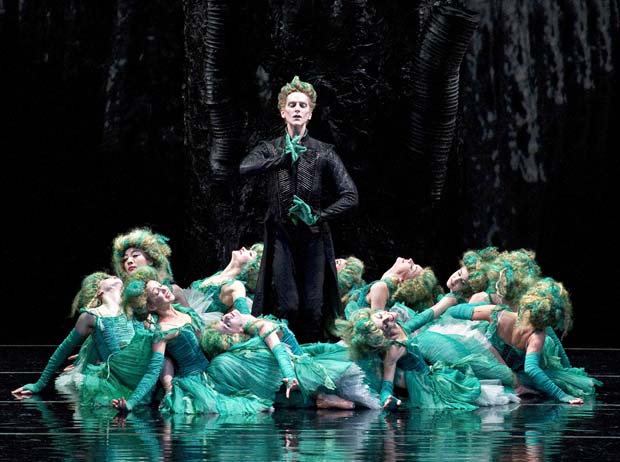 David Hallberg as Kaschei, with the maidens in Firebird. © Gene Schiavone. (Click image for larger version)