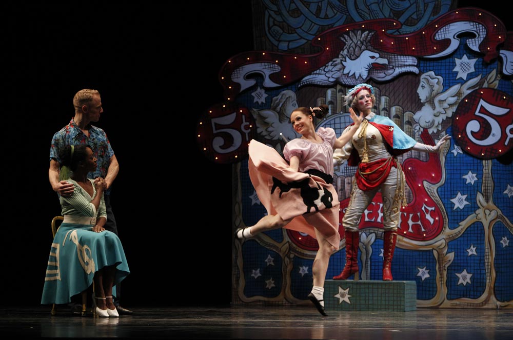 Michelle Fleet, Michael Trusnovec, Eran Bugge and Amy Young in Big Bertha. © Paul B. Goode. (Click image for larger version)