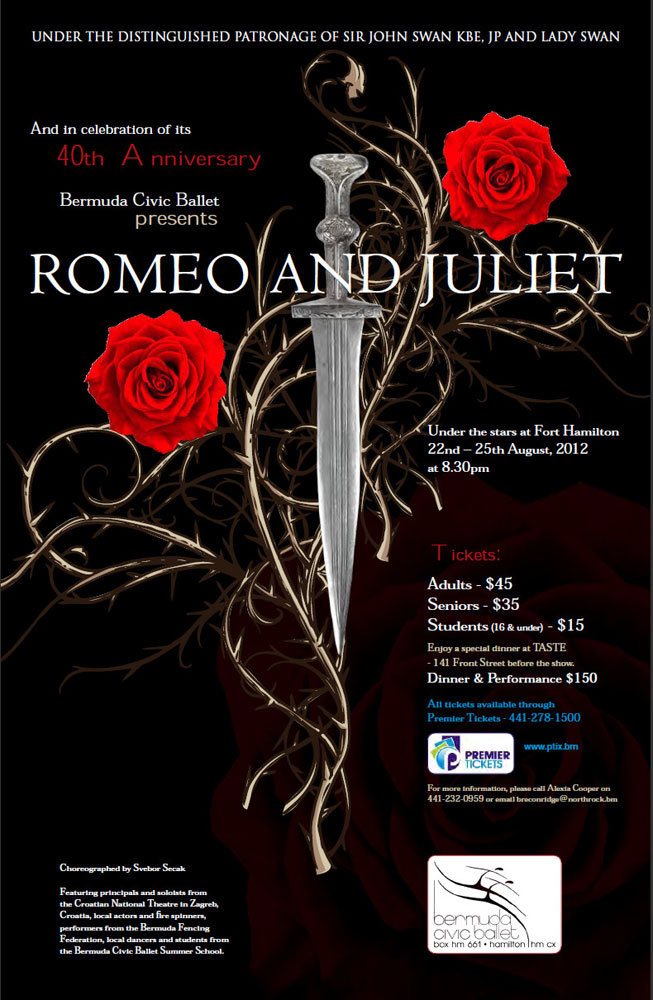 Poster for Romeo and Juliet.© Bermuda Civic Ballet. (Click image for larger version)