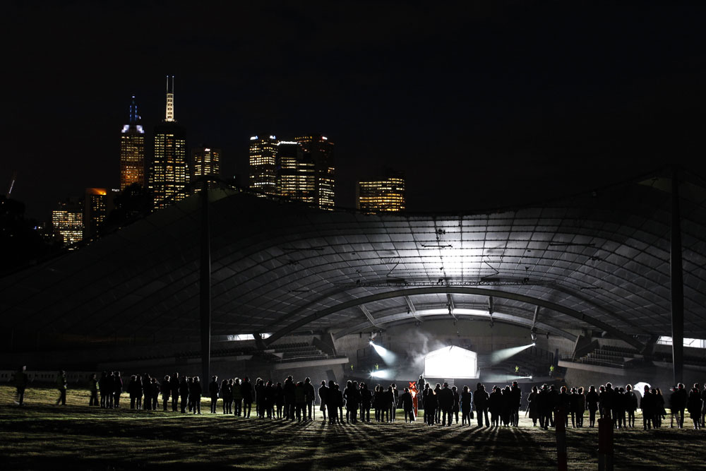 Sidney Myer Music Bowl and performance space for <I>An Act of Now</I>.<br />© Jeff Busby. (Click image for larger version)