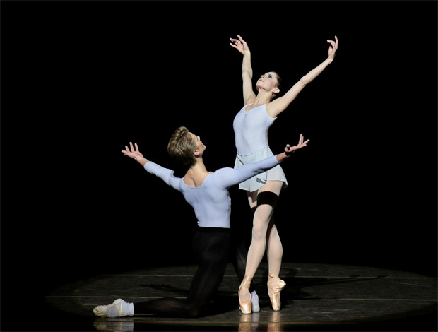 Megan Fairchild and Chase Finlay in George Balanchine's <I>Duo Concertant</I>.<br />© Paul Kolnik. (Click image for larger version)